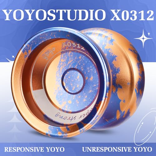 YOYOSTUDIO X0312 Responsive Yoyo Professional, Unresponsive Yoyo for Kids 8-12, Fingerspin Yo yo for Kids Adults, Trick Yoyo Professional with Yo-Yo Strings, Case and Gloves (Blue and Orange) - Thumbnail 6