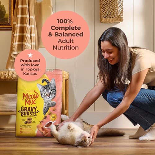 Image of Meow Mix Gravy Bursts, Dry Cat Food, Savory Salmon Flavor, 13.5 lb. Bag