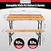 Stagecaptain BBDL-119 NT Hirschgarten Bierzeltgarnitur mit Lehne für Balkon - 119 cm Länge - Klappbare Festzeltgarnitur 1x Tisch, 2X Bank - Holz Sitzgarnitur - Innen & Außenbereich - Natur