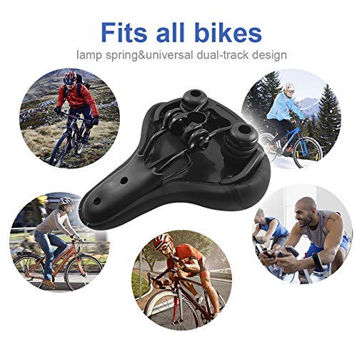 BLUEWIND Bike Seat, Most Comfortable Bicycle Seat Memory Foam Waterproof Bicycle Saddle - Dual Shock Absorbing - Best Stock Bicycle Seat Replacement for Mountain Bikes, Road Bikes (Grey)