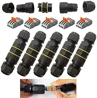 CESFONJER Junction Box Outdoor Waterproof IP68 3 - Way Line M25 Cable Connector Wire Range 5-10mm Power Cord External Sleeve Coupler Protection Box (5 PCS)