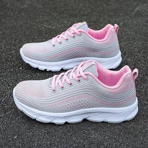 Women'S Knitted Mesh Orthopedic Lace-Up Platform Sneakers Slip-On Comfort Breathable Arch Support Walking Shoes Casual Lightweight Non-Slip Soft Sole Toning Rocker Shoes4