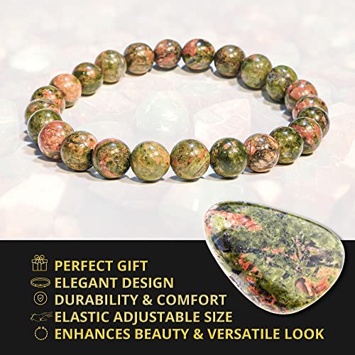 Image of ANAYA AGATE Healing Crystal Bracelet for Women and Men - 8mm Round Beaded Bracelet for Men and Women - Unisex Stretchy Gemstone Bracelet for Healing and Protection
