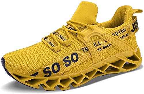 UMYOGO Men's Running Shoes Cushioning Energy Rebound Athletic Walking Sport Trainer Gym Tennis Sneakers Yellow