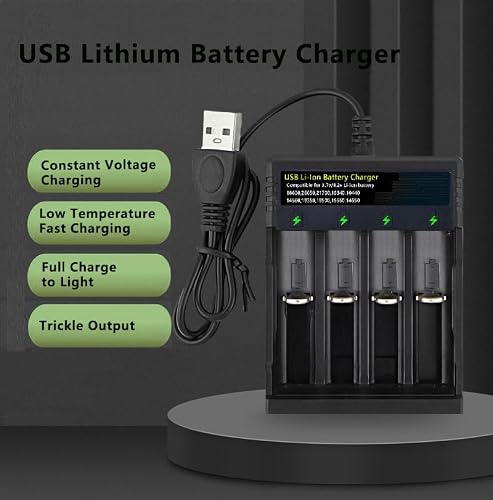 18650 Battery Charger,21700 Battery Charger for 3.7V 14500 10400 18500 18350 18650 18700 20700 21700 22650 26650 Li-ion Battery 4 Bay 18650 USB C Battery Charger