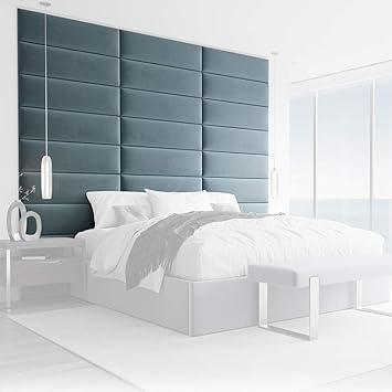 pic Bedroom Velvet Wall Panels vant upholstered wall panels queen full size wall mounted headboards plush velvet antique blue pack of 4 panels each individual panel