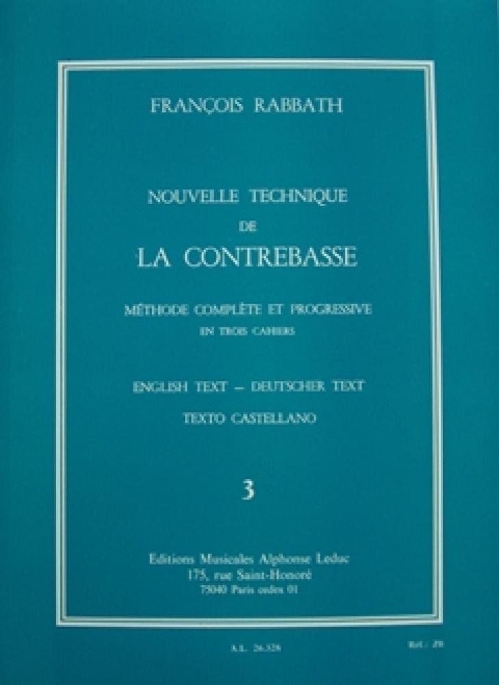 François Rabbath: Nouvelle Technique De La Contrebasse Vol.3. Für Kontrabass