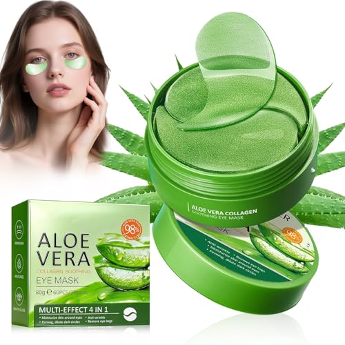 60 PCS Máscara de ojos de colágeno, Parches Ojos Bolsas y Ojeras, Eye Patches, Reduce Bolsas y Ojeras Oscuras, Hinchazón, Aliviar La Fatiga y Reafirmar La Piel