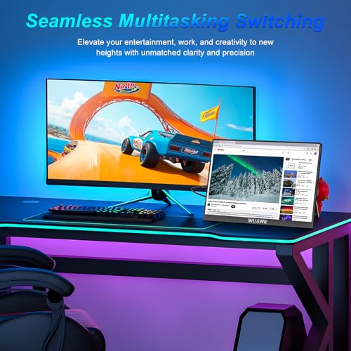 Image of WUAWE Portable Monitor 16 inch 16:10 IPS Travel Monitor for Laptop, 100% sRGB Control USB-C HDMI,HDR Freesync Display, Plug&Play for Phone PS5 Switch (2.5K|144HZ, Black, 16inch)