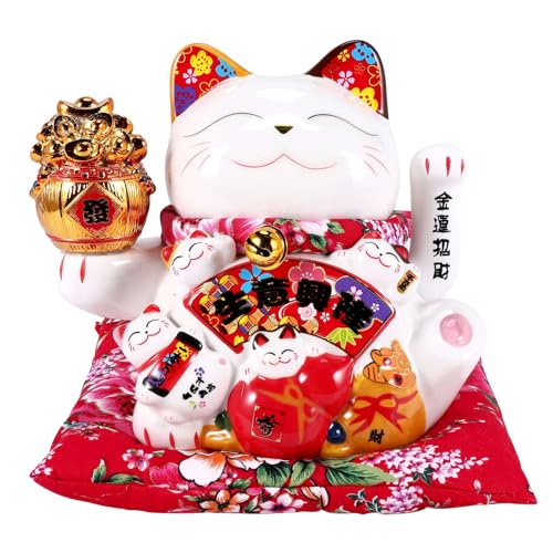 Luntfeiy 7 qui agitent Maneki Ornement Feng Shui Décoration Balançoire Chat, B