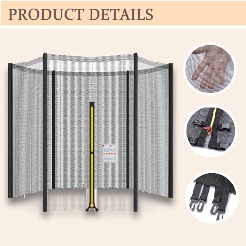 Filet Trampoline Anti-UV et Déchirures avec Entrée Zip Fluide