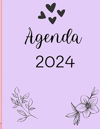 Agenda 2024 con planificador mensual,semanal y diario de enero a diciembre, agenda de 8.5x11, Planificador, Organizador personal, Calendario de ...