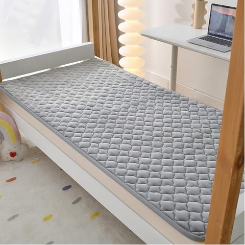 Sobrecolchon Colchoncillo,Cubre Colchon Acolchado,Super Color Sólido Protector de Colchón Acolchado con 4 Bandas Antideslizante Cara Invierno Matress Topper Colchons,Gray c,150x200cm/59x79in