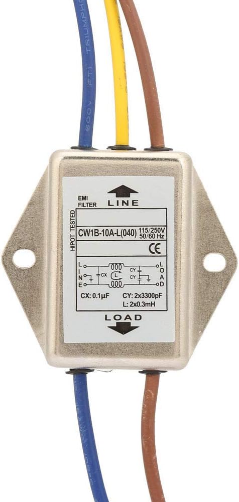 EMI Filter, CW1B-10A-L(040) Single Phase Filter 10A Compact Power Filter, for Treadmills 125/250v 50/60Hz