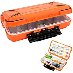 Caja De Aparejos De Pesca Caja para Aparejos Pesca,RoadLoo Plástico Caja Pesca con Transparente Compartimentos con Divisores Ajustables Fishing Tackle Box para Señuelos de Pesca Nadadores Pequeños Accesorios de Pesca (Naranja)
