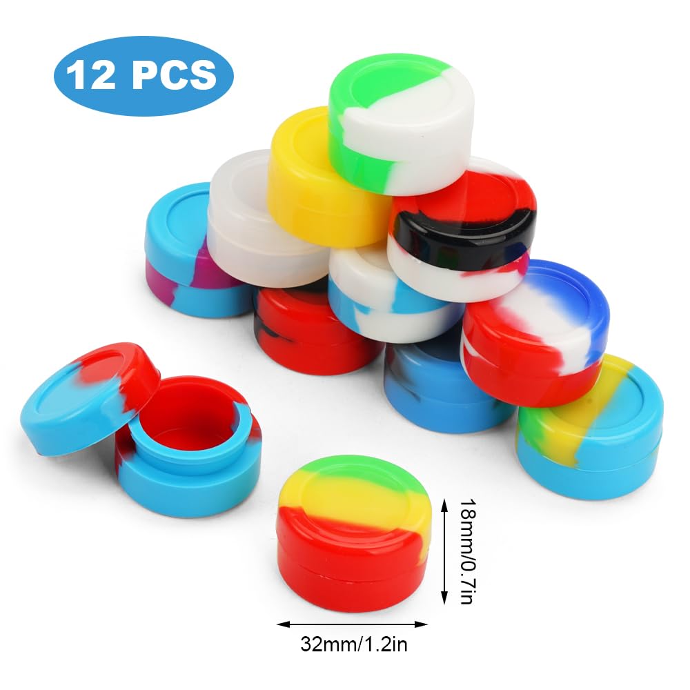 12 sztuk silikonowych pojemników na kosmetyki 5 ml – mini okrągłe silikonowe pojemniki na wosk do ust, balsam, krem, maseczki, kosmetyki