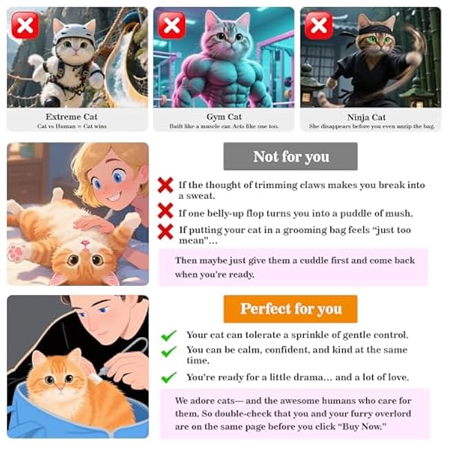 Cinf Cat Nail Clipping Cleaning Grooming Restraint Bag £¨Free Muzzle£© No Scratching Biting for Bathing Nail Trimming Injecting Examining (Blue,M)-mVUhZQwk