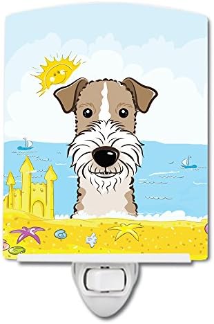 Caroline's Treasures BB2115CNL Wire Haired Fox Terrier Summer Beach Ceramic Night Light Compact, UL-Certified, Ideal for Bedroom, Bathroom, Nursery, Hallway, Kitchen, 6x4x3, Multicolor image 3