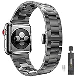 PUGO TOP Armband für Apple Watch Series 4 3 2 1, Edelstahl mit Metallschließe, Ultra-dünne Serie...