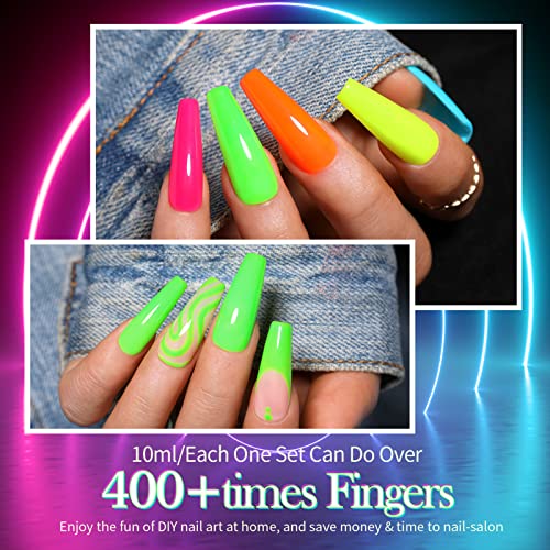 BORN PRETTY UV Nagellack Neon, Shellac Nagellack Set Leuchtendes Orange Grün Blau Gel Gelnägel Set Farbgel für Gelnägel… – Bild 5