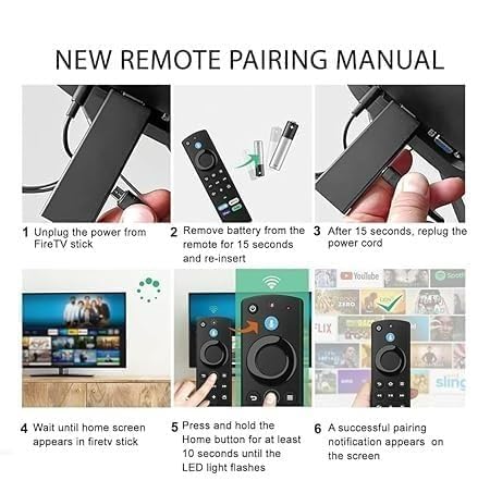 Image of Remote Control Compatible with 3rd Generation Fire TV Stick Replacement Remote with Bluetooth Connectivity and Voice Control (Black) - Pairing Must !