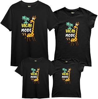 Bouncy Toonz Name Customised Vacation Mode Family Matching Outfits for 4 - Giraffe Printed Tshirts