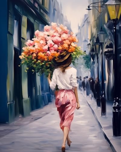 Pintura por números para adultos cuadro de lienzo con pinceles y pinturas acrílicas de mujer