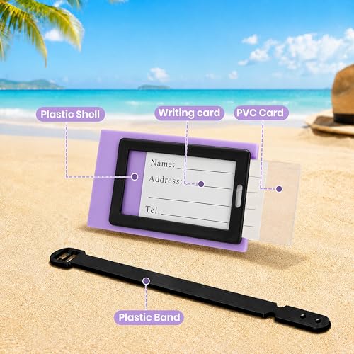 Image of Storite Pack of 2 Luggage Tags with Black Silicon Strap (Lavender)