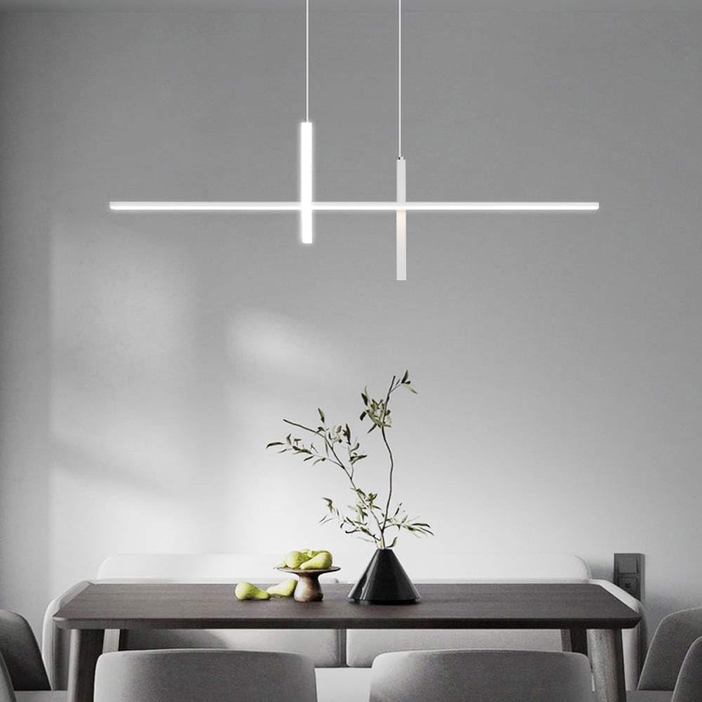 USMJQVZ Modern Simple LED Linear Pendant Light Fixtures, Black Metal LED Island Lights, Modern Pendant Light for Kitchen Island Dining Room Office Bar