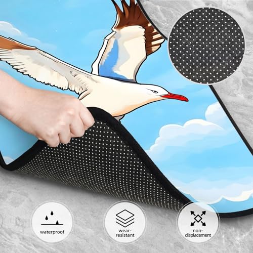 Tapis de voiture motif mouettes BROLEO : lot de 4 protections de sol universelles - 3