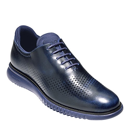 Image of Cole Haan Men's Shoes - 2.Zerogrand Casual Lightweight Leather Laser Wingtip Oxford, Marine Blue, 8.5-M US
