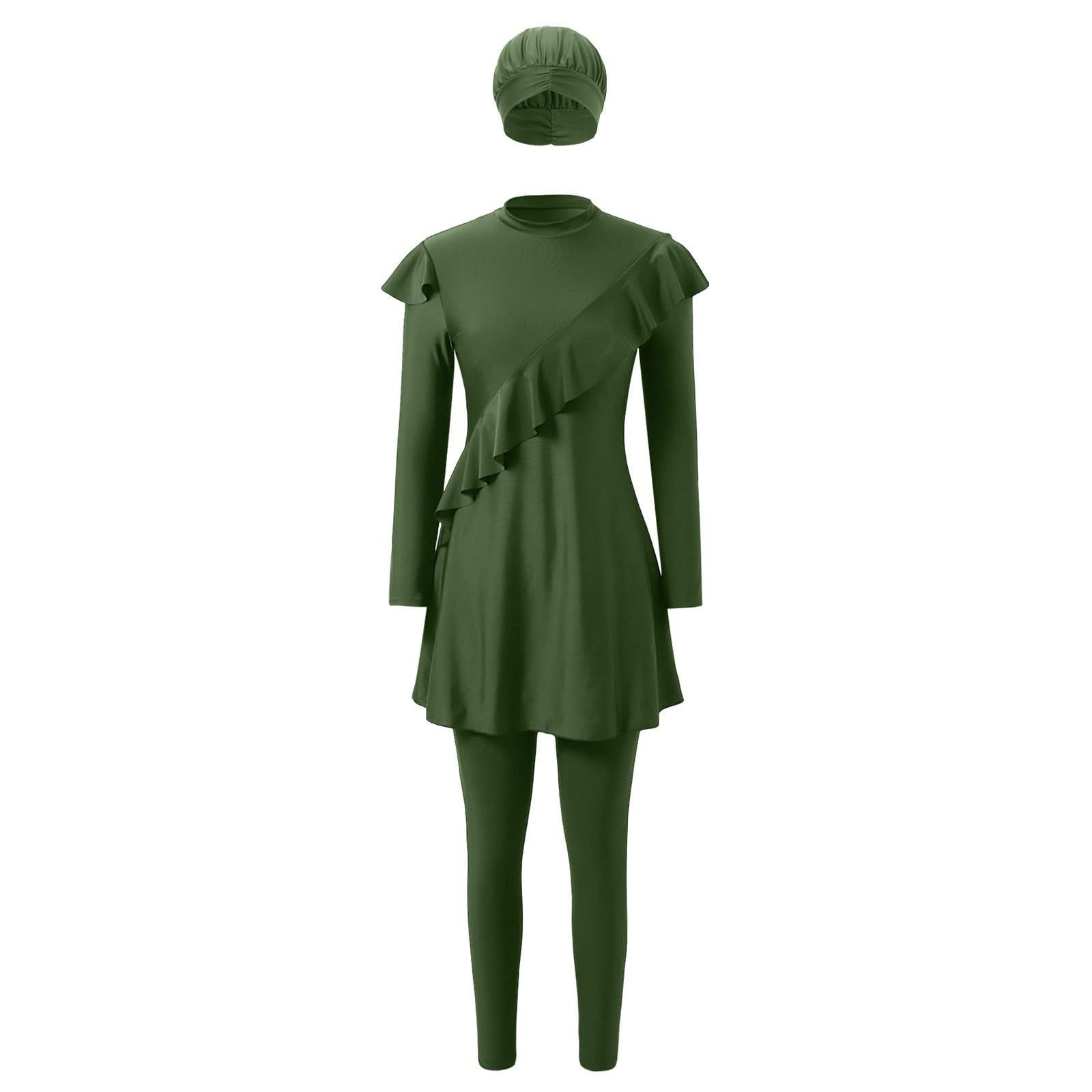 Femmes Maillots de Bain Musulmans Islamique Modest Couverture Complète Burkini Manches Longues Haut Pantalon Natation été Tenue de Plage Maillots Rashguards 3 Pièce Confortable