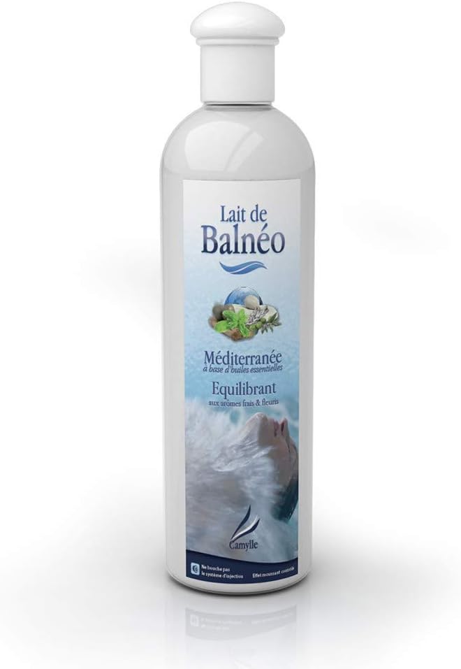 Camylle - Whirlpool Bath Milk Méditerranée - Emulsion of Essential Oils for Hydrotherapy Baths, Bubble Baths and Foot Spas - Balancing with Fresh and Blossom Aromas - 500ml