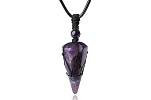 Real Amethyst Necklace: Healing Crystal Stone Pointed Pendant Necklace