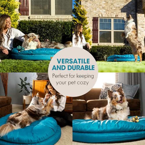 Image of ClevaHome Orthopedic Dog Beds for Extra Large Dogs, 42 inches Ultra-Durable Round Pet Bed with Waterproof, Washable, Removable Cover, Nonslip Bottom (Mosaic Blue)