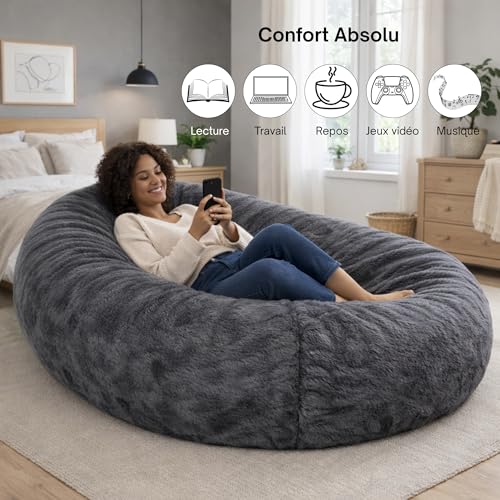 Pouf Géant XXL Adulte Mousse Silencieux Gris Bananair