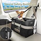 Petsfit Transportbox Katze für Auto, Katzentransportbox mit 2 Patent-Schnallen Transportbox Hund genügend Platz mit weichen Kissen, Tragetasche für Katzen und kleine Hunde, Schwarz