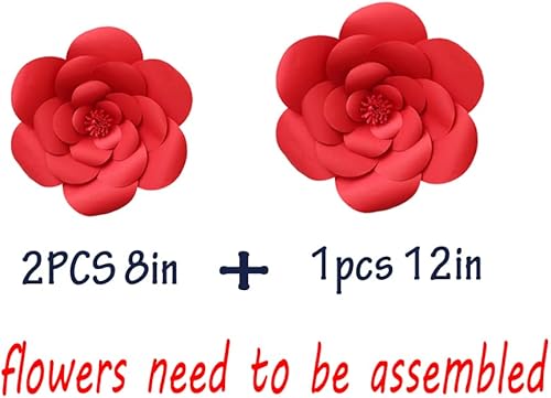 Miniatura 2 de ZGjoy 3 piezas de papel de decoración de flores de papel para fiestas, flores de boda, decoración de pared, flores hechas a mano para cumpleaños,