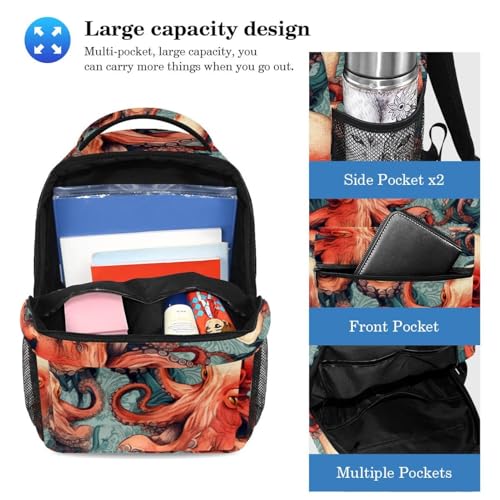 Ensemble cartable pieuvre grand sac à dos et trousse enfants