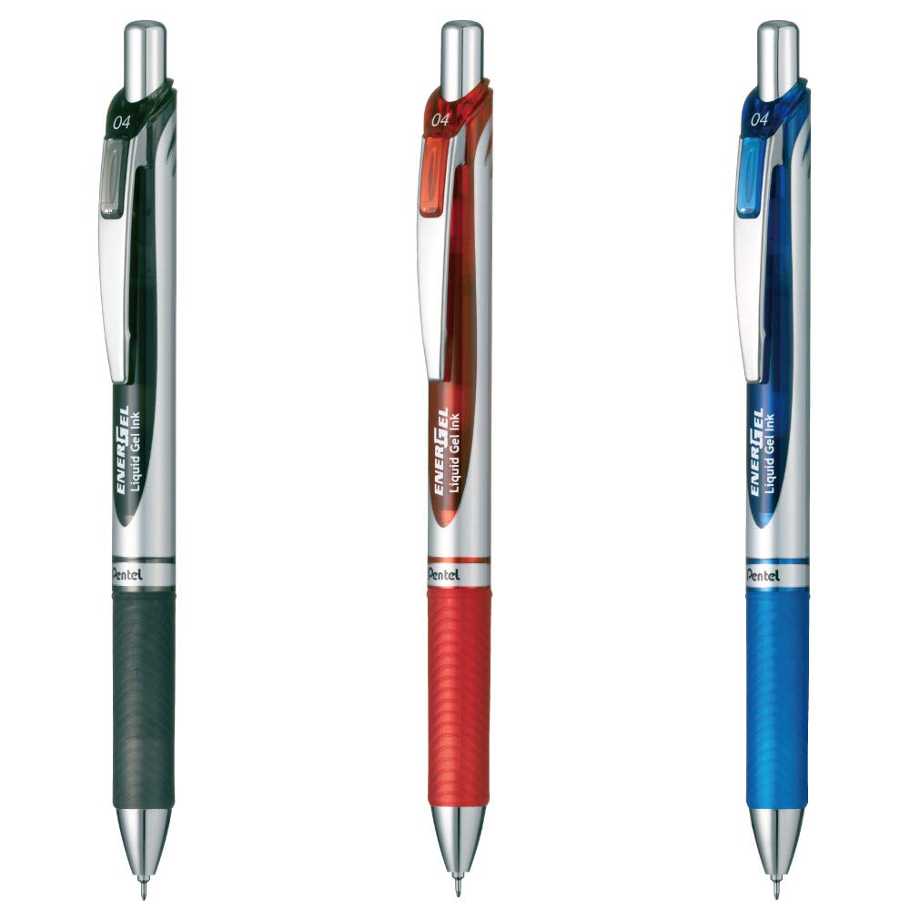 Pentel AMZ-BLN74-3 Gel Ink Ballpoint Pen, ENERGEL 0.4, 3 Color Set : Office Products