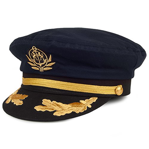 Village Hats Sombrero de capitán de Barco Azul Marino - Ajustable
