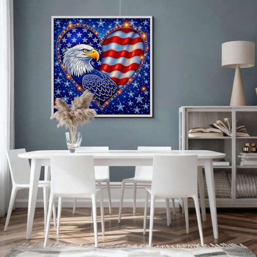 Rompecabezas Águila Calva Americana para Adultos 1000 Piezas, Rompecabezas de Corazón con Bandera Patriótica, Rompecabezas del Ave de Estados Unidos miniatura 6