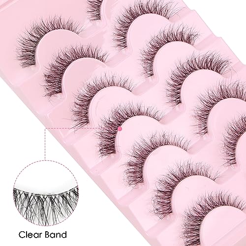 Parriparri Cat Eye Lashes Fluffy Wispy Eyelashes Natural Look 7 works False Eyelashes with Clear Band Soft Fake Lashes Mink - Image 2