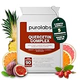 Purolabs Quercetin Supplement 500mg with Quercetin Bromelain & Vitamin C – High Strength Antioxidant & Immune Support Complex with Bioflavonoids, Rosehip & Rutin – 90 Vegan Capsules