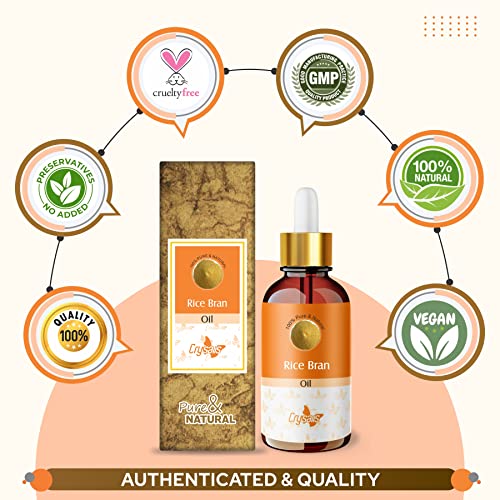 Image of Crysalis Rice Bran (Oryza Sativa L.) Oil |100% Pure & Natural Undiluted Carrier Oil Organic Standard | For Face, Skin, Hair Moisturizer, Soap Making | Aromatherapy Oil | 50ML With Dropper