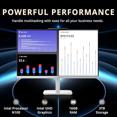Image of Lenovo A100 23.8 FHD Anti-glare All-in-One Desktop, Intel N100, 16GB DDR5, 3TB Storage(2TB SSD+1TB Docking Station), Intel UHD Graphics, Webcam, Long-Lasting Battery, Keyboard & Mouse, Win11 Pro, Gray