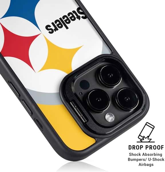 Skinit Kickstand Phone Case Compatible with iPhone 15 Pro Max - Officially Licensed NFL Pittsburgh Steelers Large Logo Design