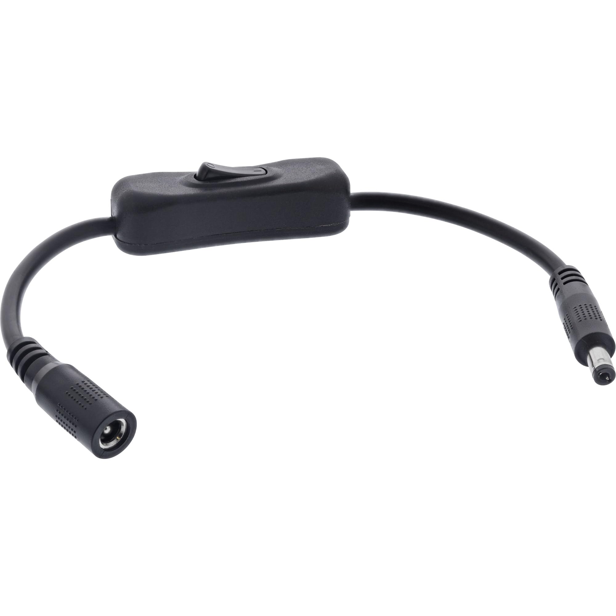 InLine Kabel DC z przełącznikiem, wtyczka/gniazdo DC 5,5 x 2,10 mm, AWG 18, czarny, 0,2 m, 26906B
