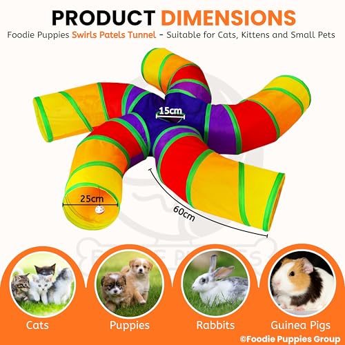 Image of Foodie Puppies Interactive Foldable Hiding 5-Way Curved Tunnel with Hanging Ball for Cats (Swirl Patels Tunnel) | Puzzle & Training Cave Suitable for Cat, Kitten, Rabbit, Guinea Pig & Puppies