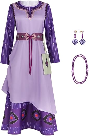 Womens Princess Asha Dress Costume Outfit for Halloween Party Cosplay Dress Up